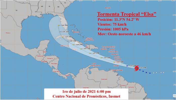 Tormenta tropical Elsa entra este viernes al mar Caribe oriental