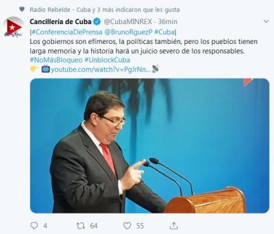 Presentación del Informe sobre el impacto del bloqueo de Estados Unidos a Cuba
