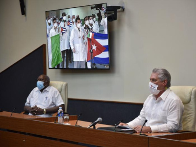 palabras del presidente Diaz-Canel a los médicos cubanos que arribaron de Italia