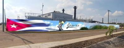 Mural homenaje a los bomberos en la Base de Supertanqueros de Matanzas